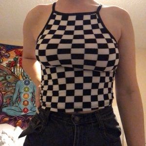 checkered halter crop top !